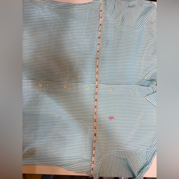 Ralph Lauren Men's Aqua and White Striped Shirt - Picture 2 of 2